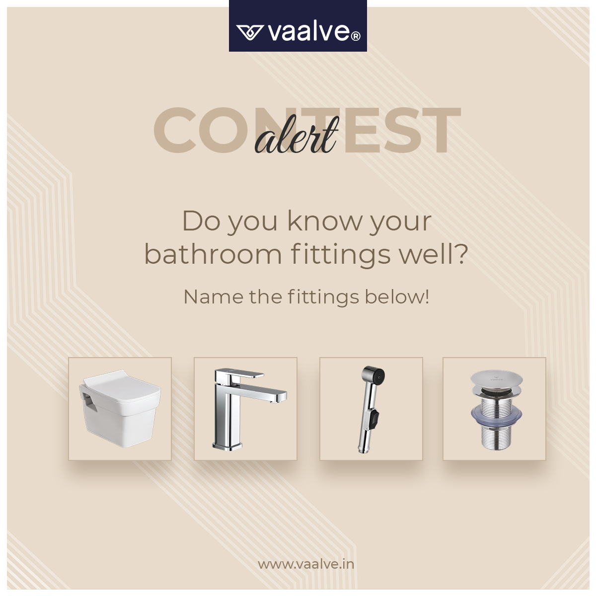 VaalveIndia's tweet photo. How well do you know your bathroom fittings? We are here to hear from you! Answer the correct names of the fittings shown in the comments below and stand a chance to win vouchers!
#vaalve #vaalveindia #contest #contestalert #contestgiveaway #sanitaryware #cpfitting #newlaunch https://t.co/p1skkezqnF