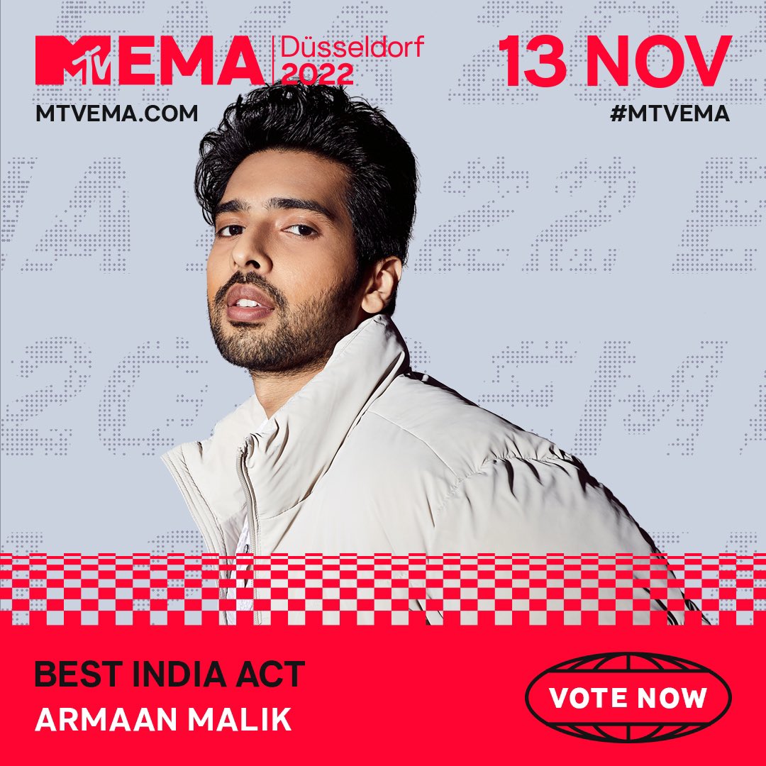 We did it last time, we’ll do it again! So excited to see @ArmaanMalik22 being nominated for the ‘Best India Act’ at the @mtvema awards🥹🥹 Need all #Armaanians to unite for this and help Armaan take India to the world 🇮🇳 Voting starts NOW- armaan.lnk.to/voteAM4EMA