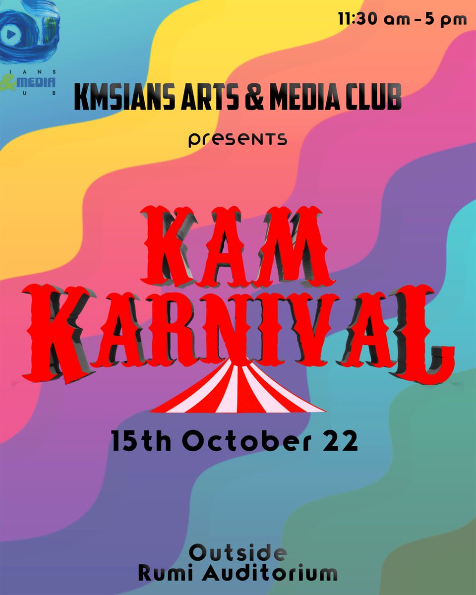 KAMCLUBOFFICIAL's tweet photo. Presenting you KAM KARNIVAL &amp; KAMFLIX 2.0 🎥
Arts, Photography, Movies, Gaming, Treasure Hunt and much more
This year has been a tough &amp; tiring task but we overcame the hardships and now it’s time to make memories
So don’t miss out!
Mark your calendars
15th August
11:30 - 5 PM https://t.co/zuZKT32n5W