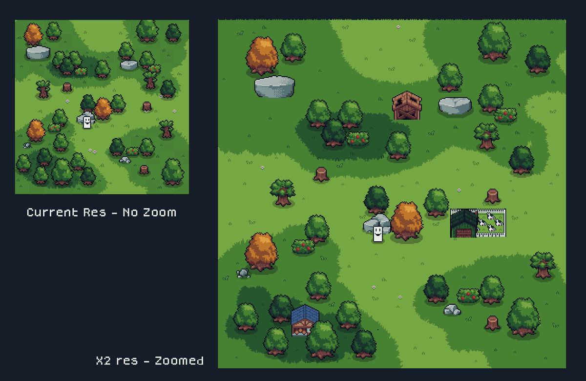 |Master planning| Working on an upscaled version of biomes to give more details when you zoom in. More decorations, more possibilities, more more more… 👀