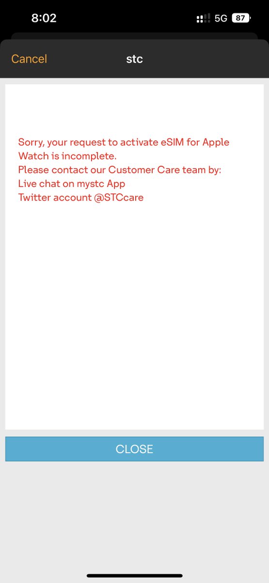 i7M7M's tweet photo. @stccare_ksa 
السلام عليكم
أواجه مشكلة أثناء تفعيل eSIM في ساعة Apple Watch Series 8، المشكلة تظهر بعد التحقق عن طريق "نفاذ" مثل ماهو موضح في الصور.

أرجو المساعدة https://t.co/F622BoIMao