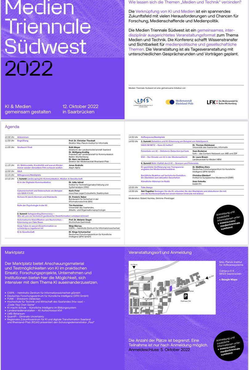 fasco's tweet photo. Die Zeit rennt! In 10 Jahren wohl transformative Künstliche Intelligenz, wird die Welt unglaublich verändern, so Janus Andulis bei der Medien Triennale Südwest 2022 in Saarbrücken. Technische Handlungsfähigkeit behalten, nicht hinterherregulieren". https://t.co/z1XL082D1W #MTSW https://t.co/GOPWSW6y51
