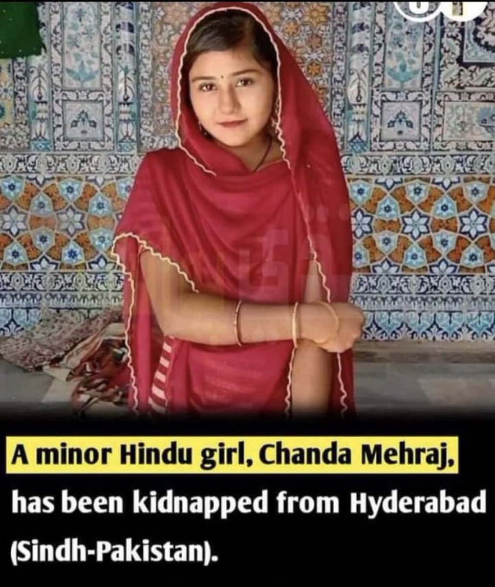 TrulyMonica's tweet photo. Chanda Mehraj. 15-year old Hindu minor girl kidnapped from Sindh in Pakistan. Her mother has no clue whether she is alive or dead, raped or sold or converted. She was a bread-winner for her family.

Another Hindu girl disappears in Pakistan. https://t.co/Awxqu5XsLU