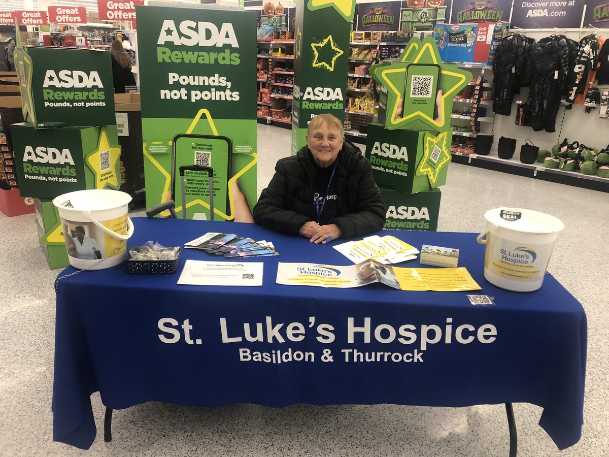 All set up at <a href="/asda/">Asda</a> Eastgate come and say hi to our volunteers having a bucket collection today <a href="/StLukesHospiceB/">St. Luke's Hospice (Basildon & District)</a> <a href="/kerry_chambers/">Kerry Chambers</a>