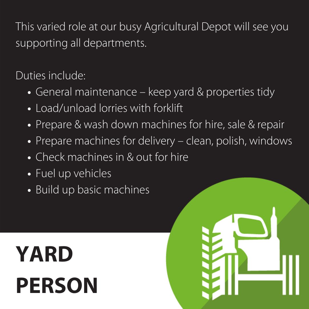 This is a great opportunity to learn about the agricultural industry and the machines within it, have a varied workload and interact with the whole team at RCB. 

rcboreham.co.uk/2022/08/03/job…

#JobAlert #agriculture #Careers