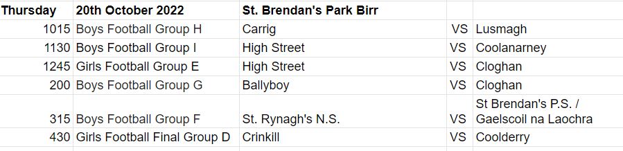 offalyschoolGAA's tweet photo. @Offaly_GAA @cnambnaisiunta Finals Take place next week on Tuesday 18th &amp; Wednesday 19th October in O' Connor Park,Tullamore &amp; Thursday 20th October in St Brendan's Park @BirrCLG #allianzcnmb Please retweet and spread the word! https://t.co/m7fugQHnTu