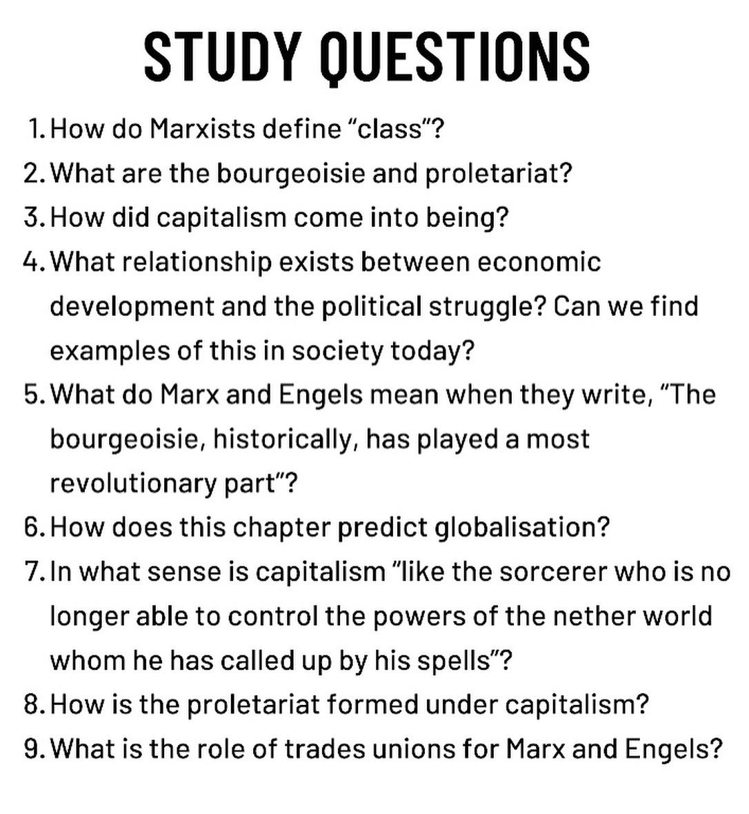 HullCommunists's tweet photo. Next week our meeting will be a discussion on Chapter1 of the Communist Manifesto. ✊🏾
Attached you can see some Study Qs; We’ll be going through these Qs in the meeting together. 🚩
The classic texts can be really difficult to read alone, that’s why we do it together! 🧵 https://t.co/IzigONn52x