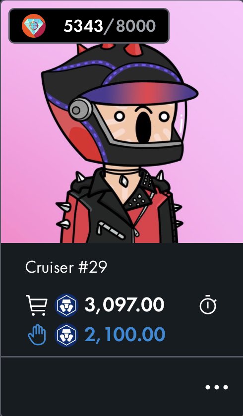 PriivateJJ's tweet photo. Selling my #29 cruiser.
Current offer 2.1k
Will sell for alittle over FP price
Am looking for 2.8k
HMUπ
#CronosNFT #CRO #crofam #cronoscruisers #nft #mtd https://t.co/GIwLsRsva7