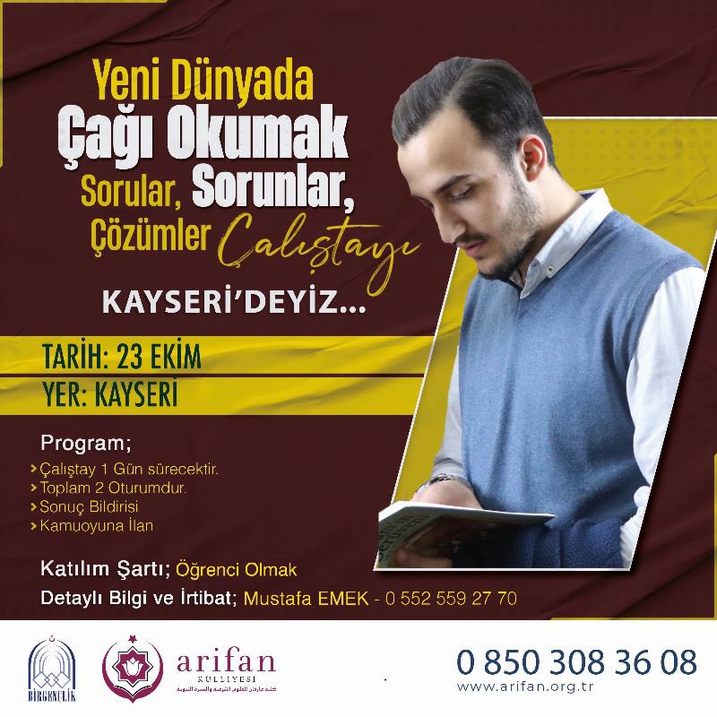 23 Ekim…

Yeni Dünyada Çağı Okumak için Kayseri’deyiz…
#ÇağıOkumak #BirGençlikÇalıştayı