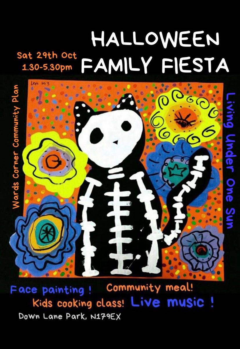 Wards_Corner's tweet photo. Come join us at @livingunder1sun☀️ for a Halloween Family Fiesta! Todxs bienvenidxs, all are welcome for a tasty community meal, face painting, kids cooking class, live music &amp; more on Sat 29 Oct from 1:30-5:30pm. 🎃👻👹💀🧟‍♂️🍁 https://t.co/y2tqHKuPR4