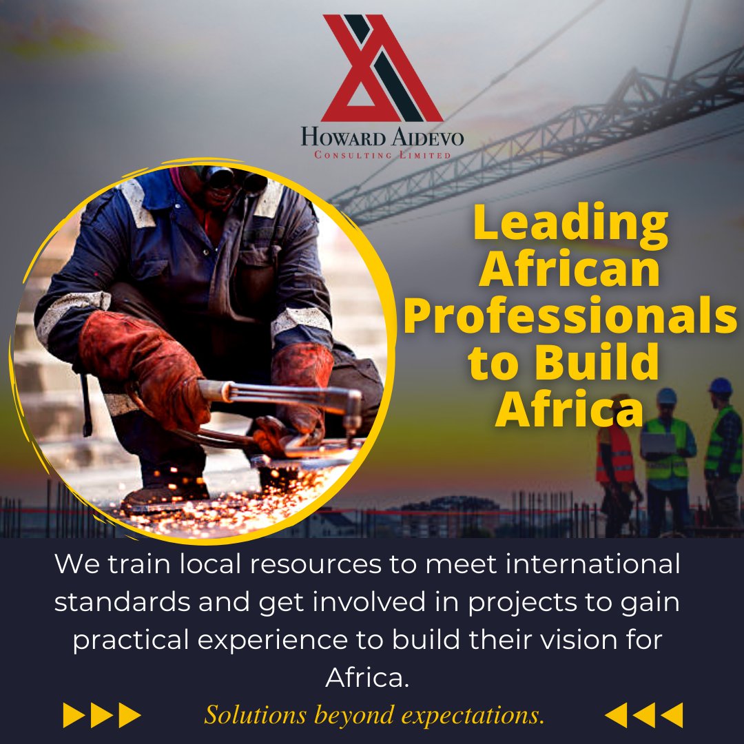 How can African Professionals build the Africa they desire? Although our visions are great we recognize the skills gap in our local industries. We train local resources to meet international standards, get involved in projects and gain practical experience for their vision.
