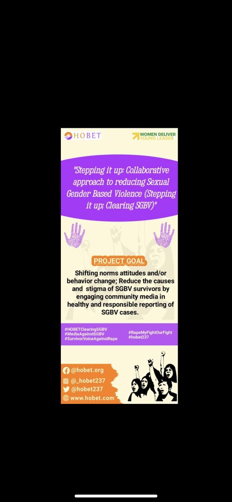 hobet237's tweet photo. Being a voice and standing up for survivors means alot. This gives them a boost to their self confidence knowing they are not alone in this struggle.
@YouthDeliver @WomenDeliver 
#HOBETClearingSGBV
#HOBETproject
#MediaAgainstSGBV
#WDYLP
#EndGBV
#No2Rape
#RapeMyFightOurFight https://t.co/MMQu1IDEb2