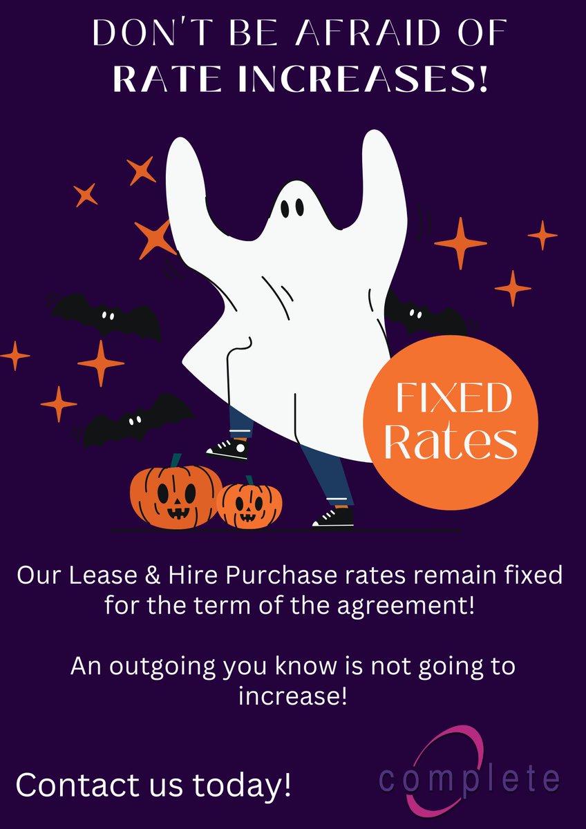 CompleteLeasing's tweet image. If you require a free no obligation quote for an upcoming purchase or funding requirement, please contact us on 0191 250 1550 - ji@completeleasing.co.uk

#fixedrates #businessfunding #financebroker #fundingoptions