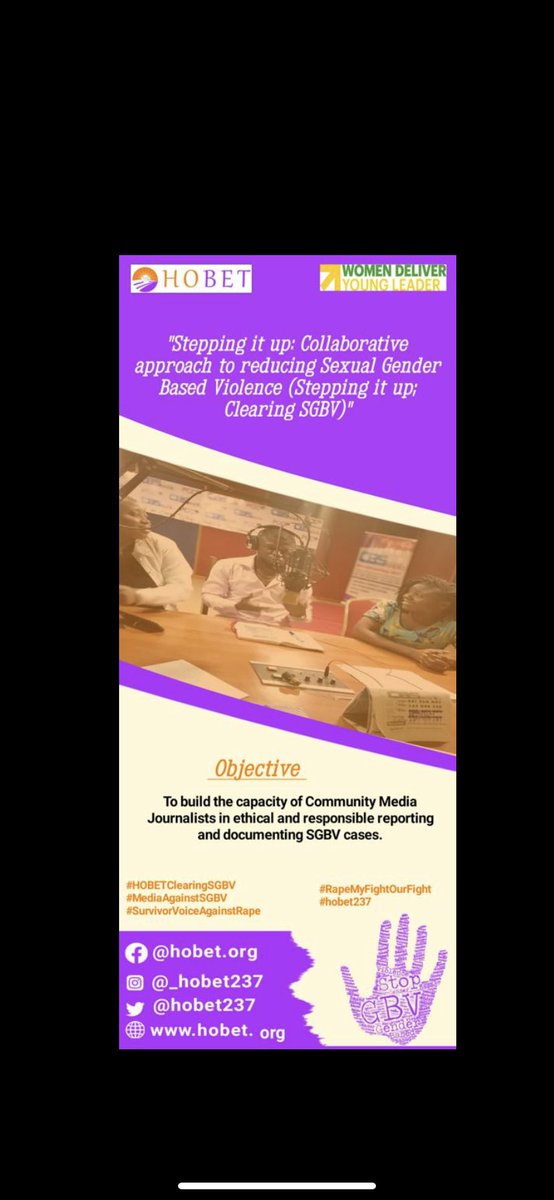 hobet237's tweet photo. The media has the power to facilitate advocacy with decision makers and communities to ensure protection of those at risk.
@WomenDeliver @YouthDeliver @PTelianne 
#HOBETClearingSGBV
#MediaAgainstSGBV #WDYLP 
#SurvivorsVoiceAgainstSGBV
#EndGBV
#No2Rape
#RapeMyFightOurFight https://t.co/kaqMtFKgjY