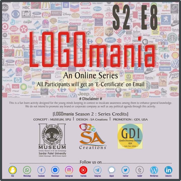Museum_SPU's tweet photo. #LOGOmania #Season2 #SPUmuseum #OnlineActivities
LOGOmania S2 E8 https://t.co/tVGrgjISks
This is an Online Series. In S2 E8 YOU need to identify LOGOs of Airlines. Participate online via Google Form link given above and you will get a printable 'E-Certificate' on your email.... https://t.co/2uo59p56ih