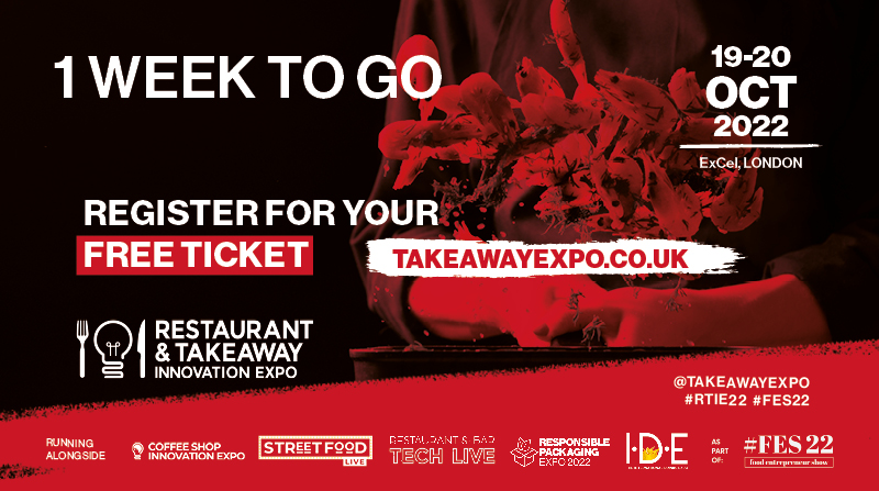 AlisonHandling's tweet photo. How time flies! After a year of waiting, we only have one more week to go until the @TakeawayExpo.
This is the LAST CHANCE to get your free ticket and find us at the show on our stand J20:
https://t.co/90SwU1TQqg
Weβll see you next Wednesday & Thursday!
#RTIE22 #FES22 https://t.co/Eaor9Y7Rvl