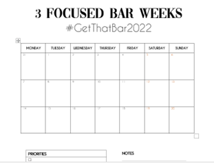 DM to get a clear PDF printable of this 3-wk Bar calendar for FREE!!! 😊 #CaguiWOWbar #GetThatBar2022