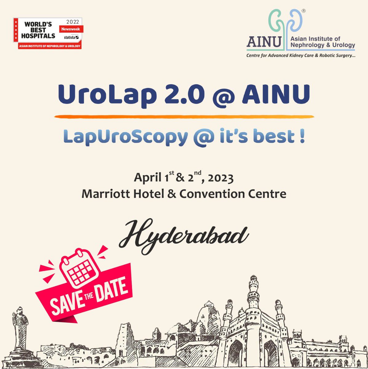 ainuindia's tweet photo. We are back after 3 years ! Get ready for an academic fiesta in April 2023. UroLap 2.0 @ AINU - LapUroscopy at its best! Note, Save and Block your dates. #UroLap @usioffice @YouthUSI @Uroweb @CAU_URO @SIU_urology @arab_asu @AmerUrological @mallikuro7 @drsmguro @drragoori Join us! https://t.co/mzupQLlYLM
