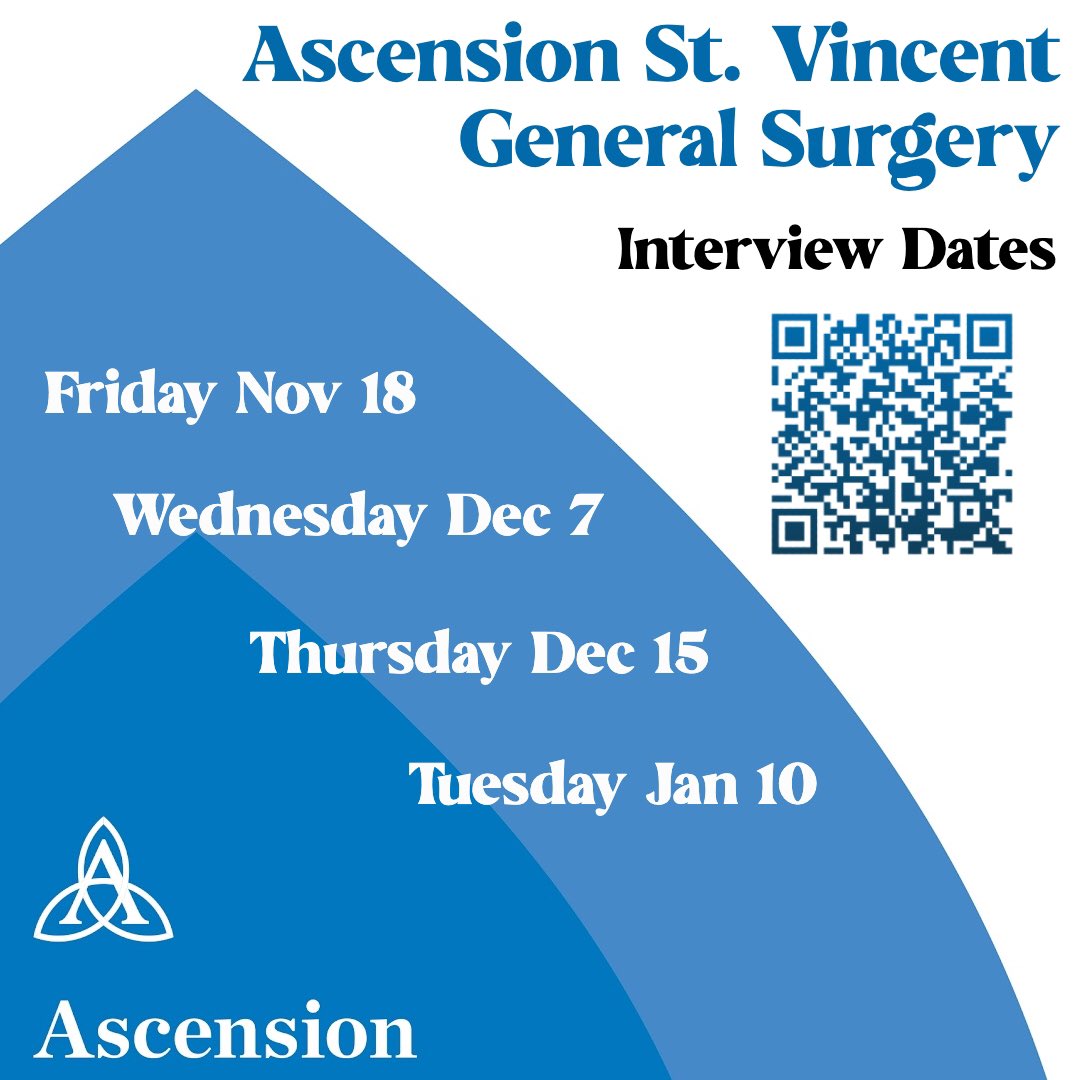stvincentsurg's tweet photo. Looking forward to meeting our candidates on these interview dates! Good luck candidates!🍀
#goodluck #futuresurgeons #interviews #maytheoddsbeeverinyourfavor #surgery #surgeon #generalsurgery #surgeonsofinstagram #surginstagram #surgerylife #meded #match2023 #gensurgmatch2023 https://t.co/HFbaiTeSJW