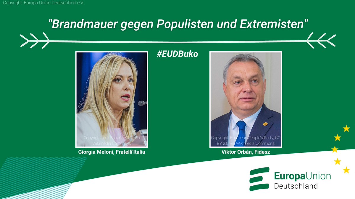 EuropaUnionDE's tweet photo. 🇪🇺 Beim #EUDBuko am letzten Wochenende haben wir proeuropäische Parteien dazu aufgerufen, „als Brandmauer gegen Populisten und Extremisten in keine Regierung einzutreten, die von populistischen bzw. extremistischen Parteien abhängig ist.“ 👉  https://t.co/NYJcZz6wKM https://t.co/POXCpE4V6v