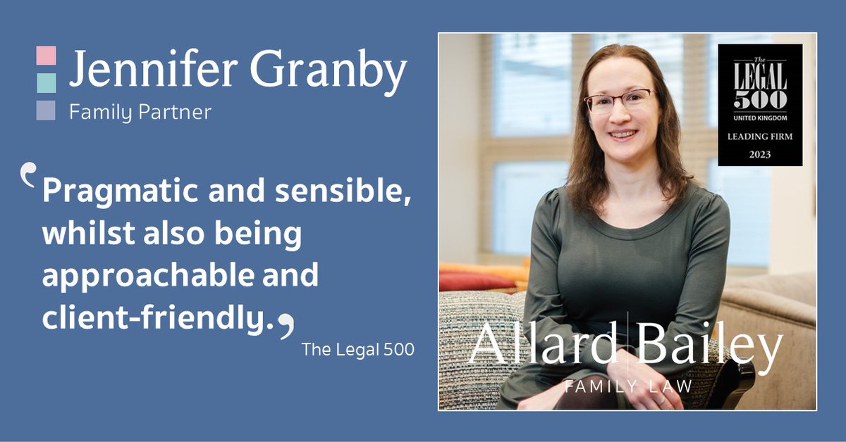 The Legal 500 also says <a href="/JenniferGranby/">Jennifer Granby</a> is 'Very easy to work with and has a very good grasp of the issues and of the best way in which to present her clients’ arguments’.

#Legal500UK #familylaw #familysolicitor #familylawyer #divorcelawyer #divorcesupport #divorceadvice