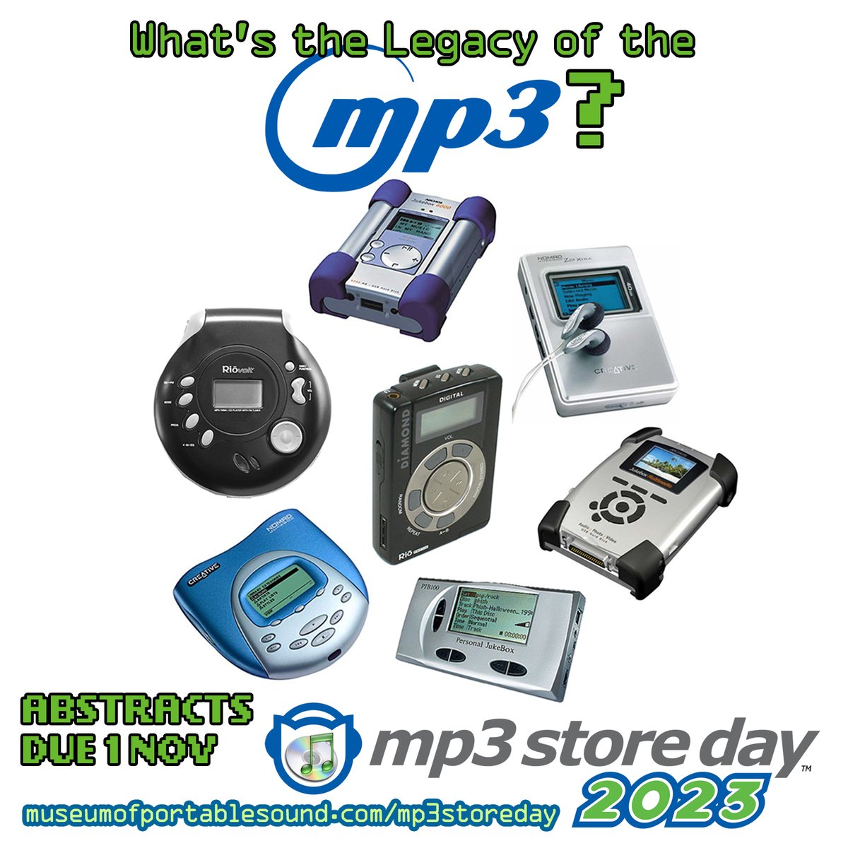 museumsound's tweet photo. What's the legacy of the #MP3? Help us figure it out by presenting at #MP3StoreDay 2023 – #abstracts due 1 November!
Full info: https://t.co/apSQzoMjQP
#digitalheritage #mediaarchaeology https://t.co/oRk5F0NBGP
