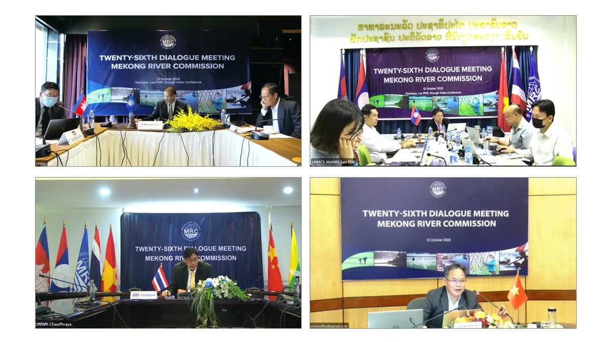 The MRC's 26th Dialogue Meeting discussed ☑️the Joint Study with China🇨🇳 on the Changing Pattern of Hydrological Conditions of the Lancang-Mekong River Basin & Adaptation Strategies ☑️the proposal for cooperation with Myanmar🇲🇲 on discharge measurement at Xieng Kok Station.