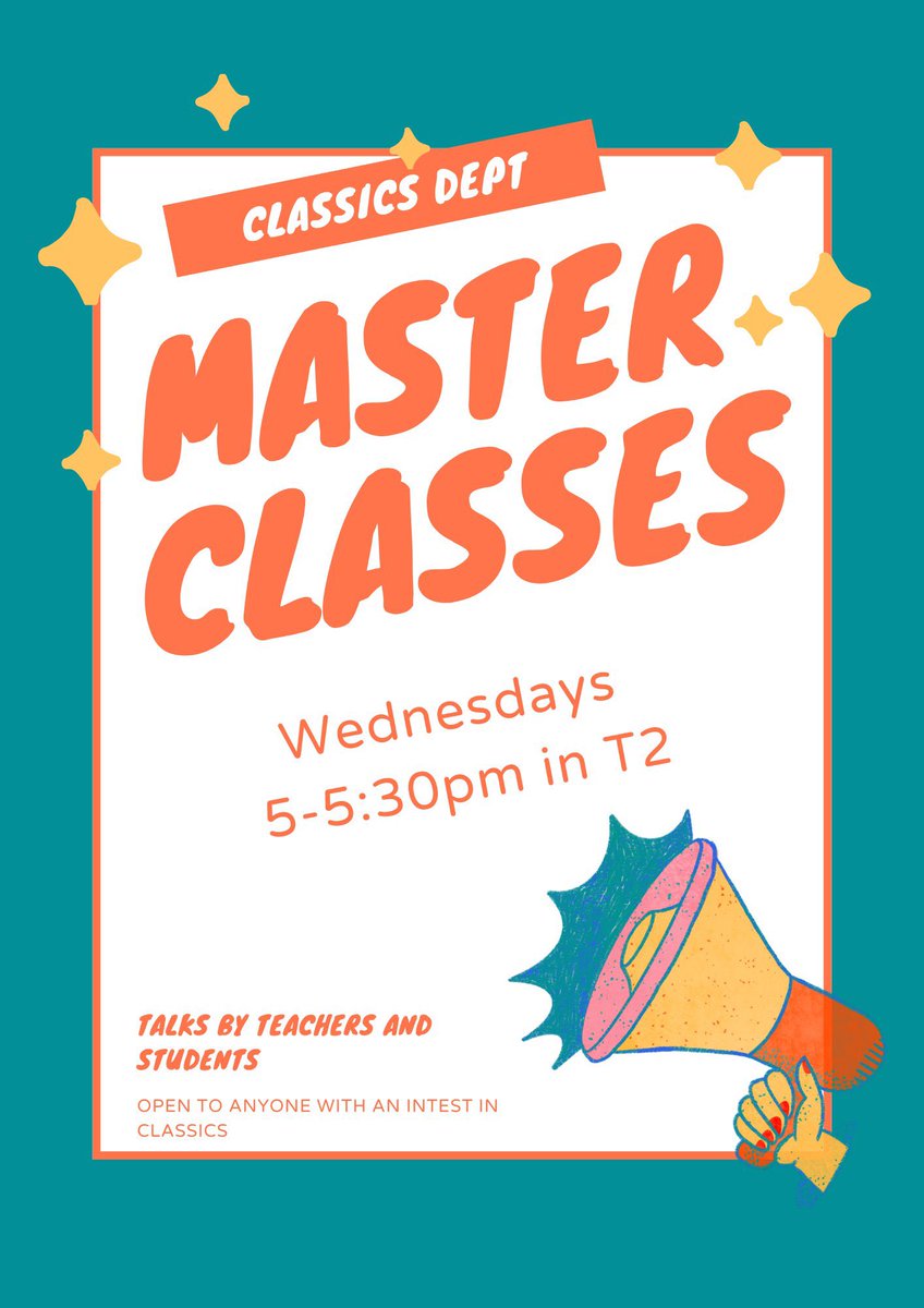 Starting tonight! Mr McNally will be kicking off the Department Masterclasses. Open to anyone who is interested in Classics. <a href="/Clifton_College/">Clifton College</a>