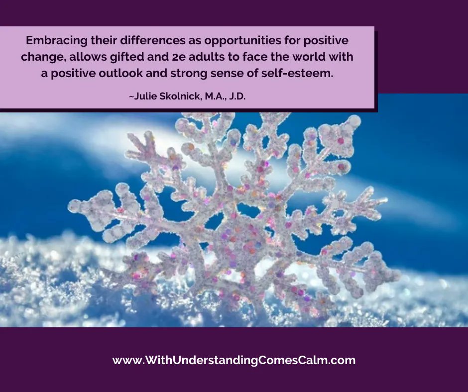 julieskolnick's tweet photo. Are you a 2e adult, looking for fulfillment in your personal and/or professional life? In my blog I share some helpful strategies to help 2e adults embrace differences as an opportunity for positive change: https://t.co/xUMRLrKI0f
#withunderstandingcomescalm #2e #fulfillment https://t.co/OOyeTPyDJg