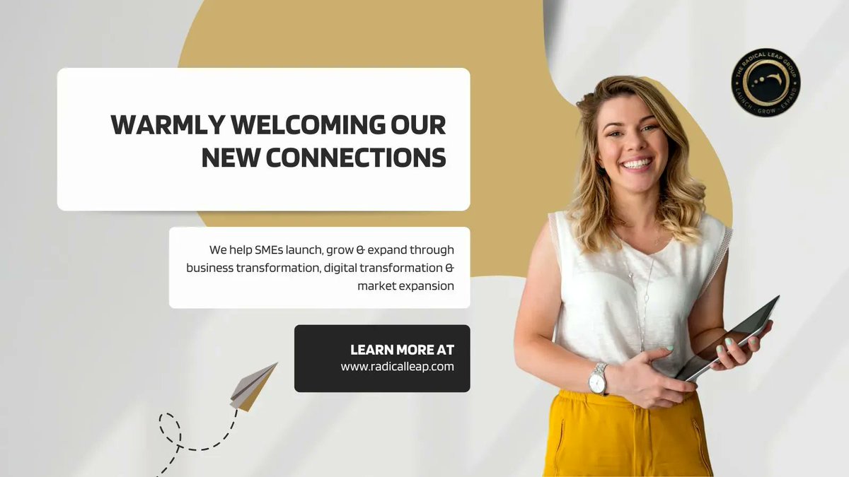A warm welcome to our new connections on here! We work with SMEs internationally to launch, grow or expand through business transformation, digital transformation and market expansion. Learn more at radicalleap.com  |  #LaunchGrowExpand