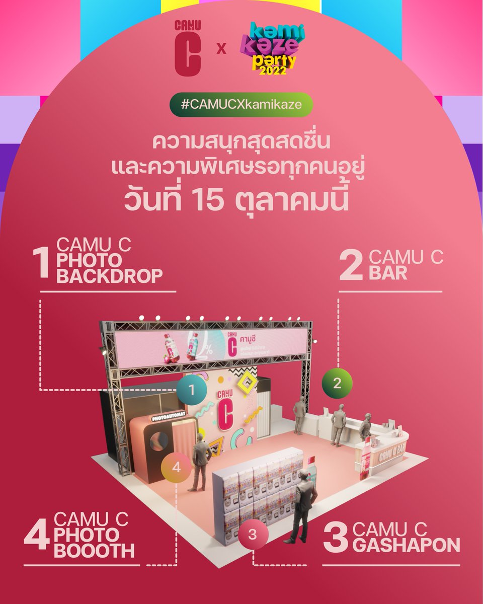 🎉พร้อมไหมชาวกามิ..เตรียมวอร์มคอและเตรียมบัตรคอนเสิร์ตในมือกันให้พร้อม แล้วมาเติมความอร่อยสดชื่นกับเมนูพิเศษ⛲️และกิจกรรมร่วมสนุกสุดคริ้วที่ขนมาจัดเต็ม พร้อมของรางวัลพิเศษเอาใจแฟนๆชาวกามิอีกมากมาย ที่บูธ #คามูซี ใน #KamikazeParty2022 แล้วเจอกันนะทุกคน! #CAMUCXKamikaze