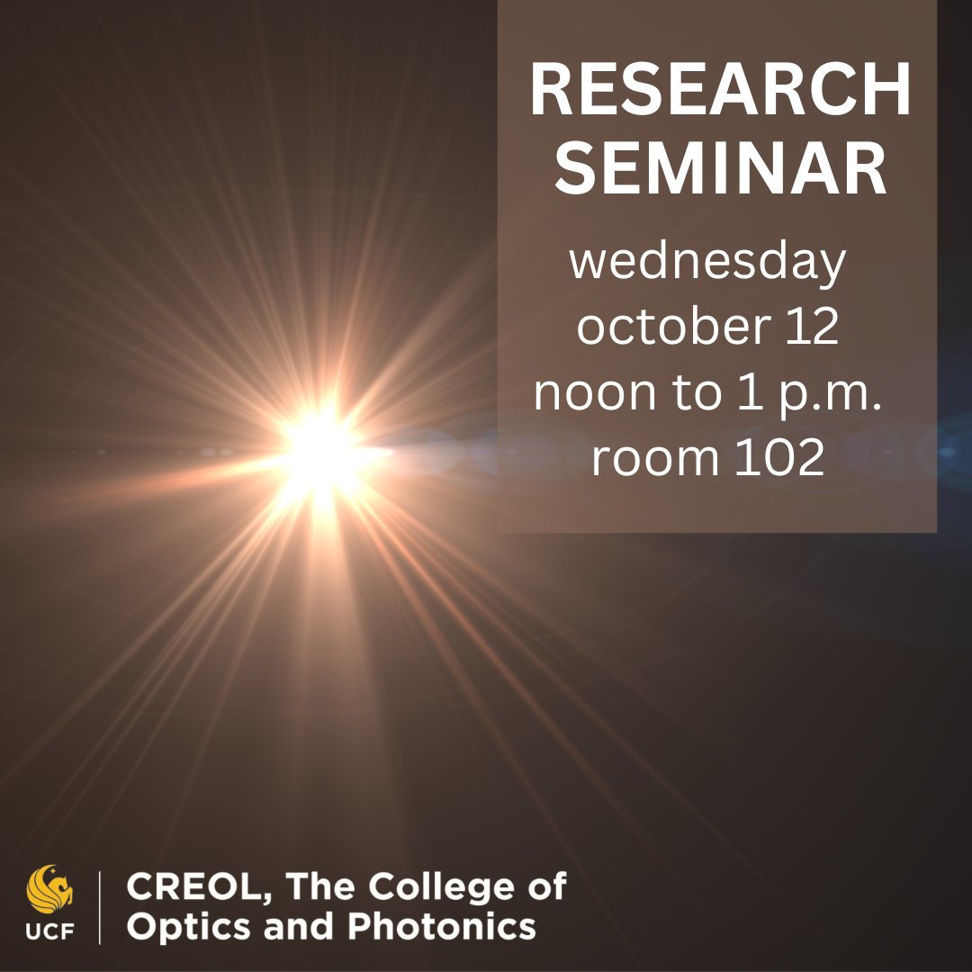 UCF CREOL (@creolatucf) on Twitter photo TODAY: Join CREOL faculty members Dr. Ivan Divliansky and Dr. Shin-Tson Wu as they discuss their research projects.🔍️
Offered IRL only.
#research #faculty #optics #photonics #UCFCREOL #UCF TODAY: Join CREOL faculty members Dr. Ivan Divliansky and Dr. Shin-Tson Wu as they discuss their research projects.🔍️
Offered IRL only.
#research #faculty #optics #photonics #UCFCREOL #UCF