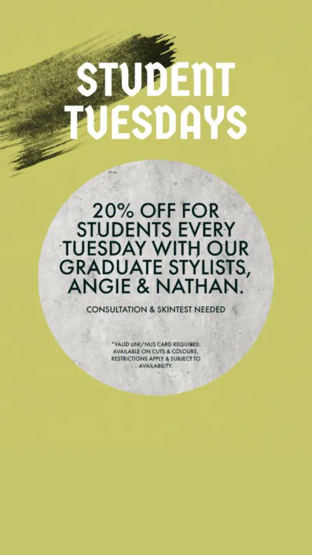 Students! Treat your tresses for less with <a href="/websterhair/">Simon Webster Hair</a> Student Tuesdays – with 20% off with selected stylists! Book and find out more at 16 Gardner Street,  01273605577. brilliantbrighton.com/offers/student… #Brighton