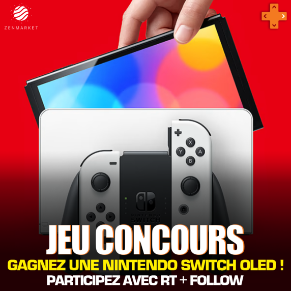 Gameblog's tweet image. 🚨⭐CONCOURS⭐🚨

@zenmarket_fr &amp;amp; Gameblog vous offrent... 
une Nintendo Switch OLED ! 🔥

Pour participer : RT 🔁 + Follow ❤ @zenmarket_fr &amp;amp; @Gameblog  

Règlement : bit.ly/3SAR7f4

🗓️ TAS 27/10/22 - 16h