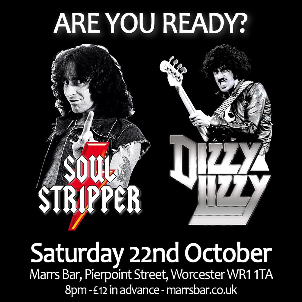 We have the AC/DC tribute, Soul Stripper and the Thin Lizzy tribute, Dizzy Lizzy playing together on a double bill, Saturday 22nd October.

For more info and tickets visit ow.ly/B0yf50L7TJt

#worcester #livemusic #tributeband #rock #acdc #thinlizzy <a href="/DizzyLizzyBand/">Dizzy Lizzy</a>