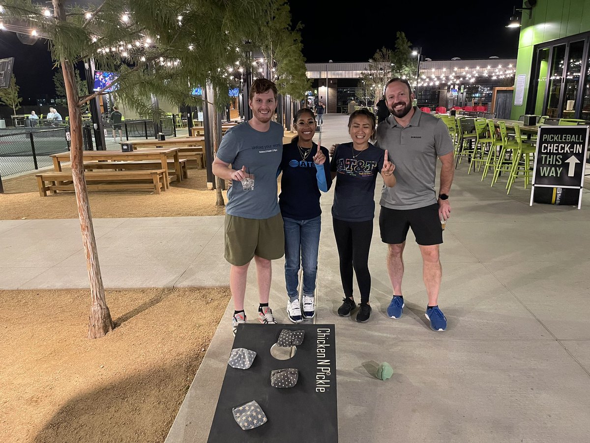 chrisjamke's tweet photo. Lots of fun at Chicken N Pickle last night sponsored by our great partners at Samsung. @alizabutz @MiguelEscobe @TheMattGibson @Melfloresjax @bgood37 @FLochars @GerardGuzman16 @KAMOkonnects @AlyssaMoore_12 https://t.co/g6BihU4OaF