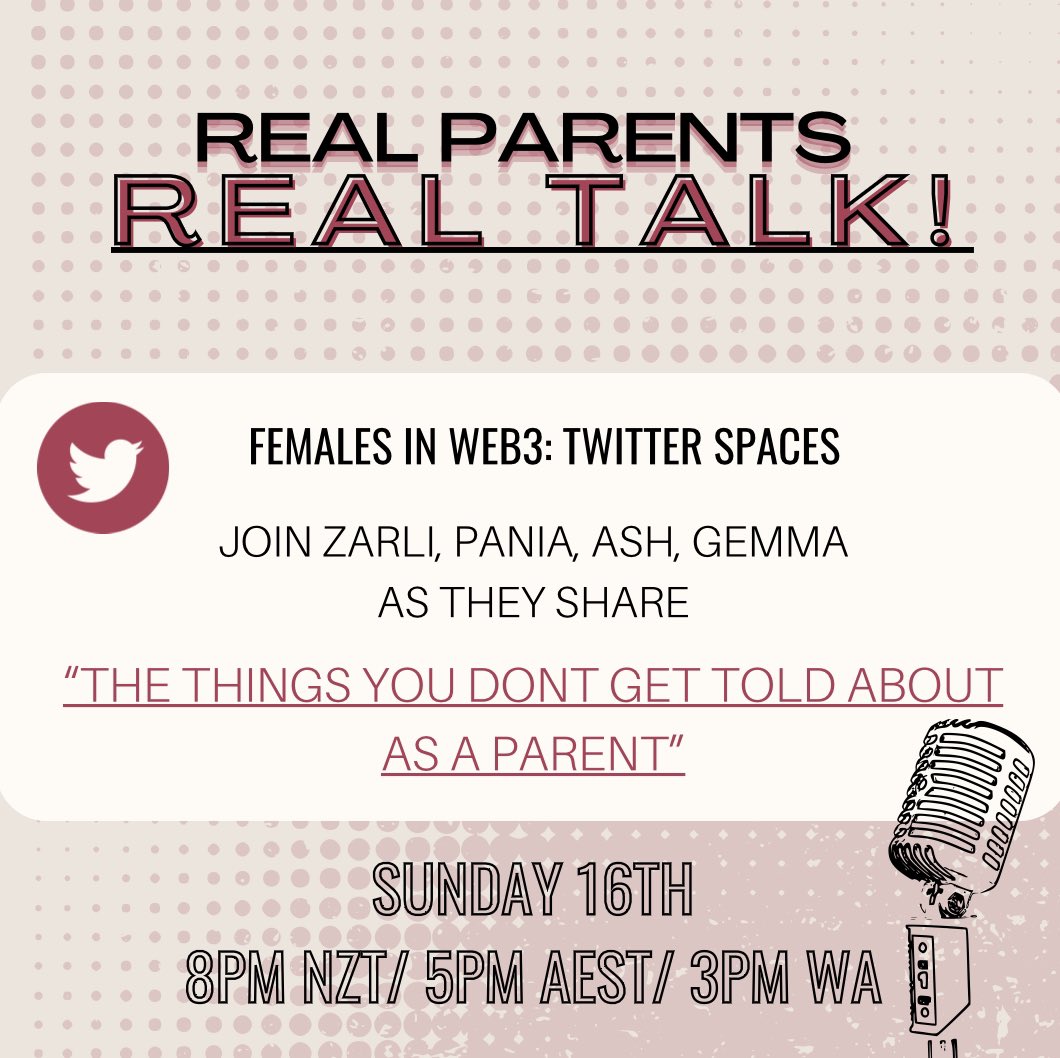 Who excited for episode2! This space will be a dropper!! We will also be giving away RPRT hoodie you just have to be in the space from 8pm-8:30pm and following @REAL_Parents_NZ !! Lesss gooo !! <a href="/Zarli_Queen/">ZARLII || QUEEN</a> <a href="/panuku29/">Ashleigh</a> <a href="/DashofBullsugar/">Gemma Scott</a> <a href="/CroftPania/">REEF QUEEN</a> #KIWIFOLLOWKIWI