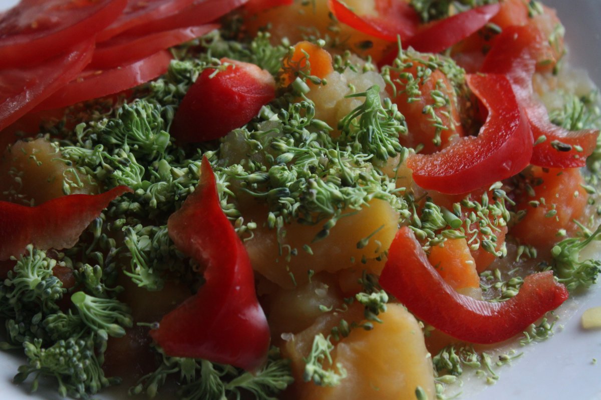 erlanders1's tweet photo. @DrKristieLeong Yes, or include them in #garnishes, e.g on your #vegan #lapskaus (🇬🇧 #BlindScouse) Adding taste + texture + contributing to fulfill the 5-a-day rule 👨‍🍳👍 #bellpepper #broccoli  #tomatoes #potatoes  #rutabaga  #carrots https://t.co/uP20NDtkBt