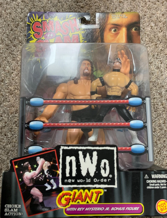 WCWTFPodcast's tweet photo. #WCWWorstMerch @WWE @reymysterio @PaulWight 

Nice of #WCW to introduce a "bring your child to work day" set of toys... https://t.co/0FlQ4NClto