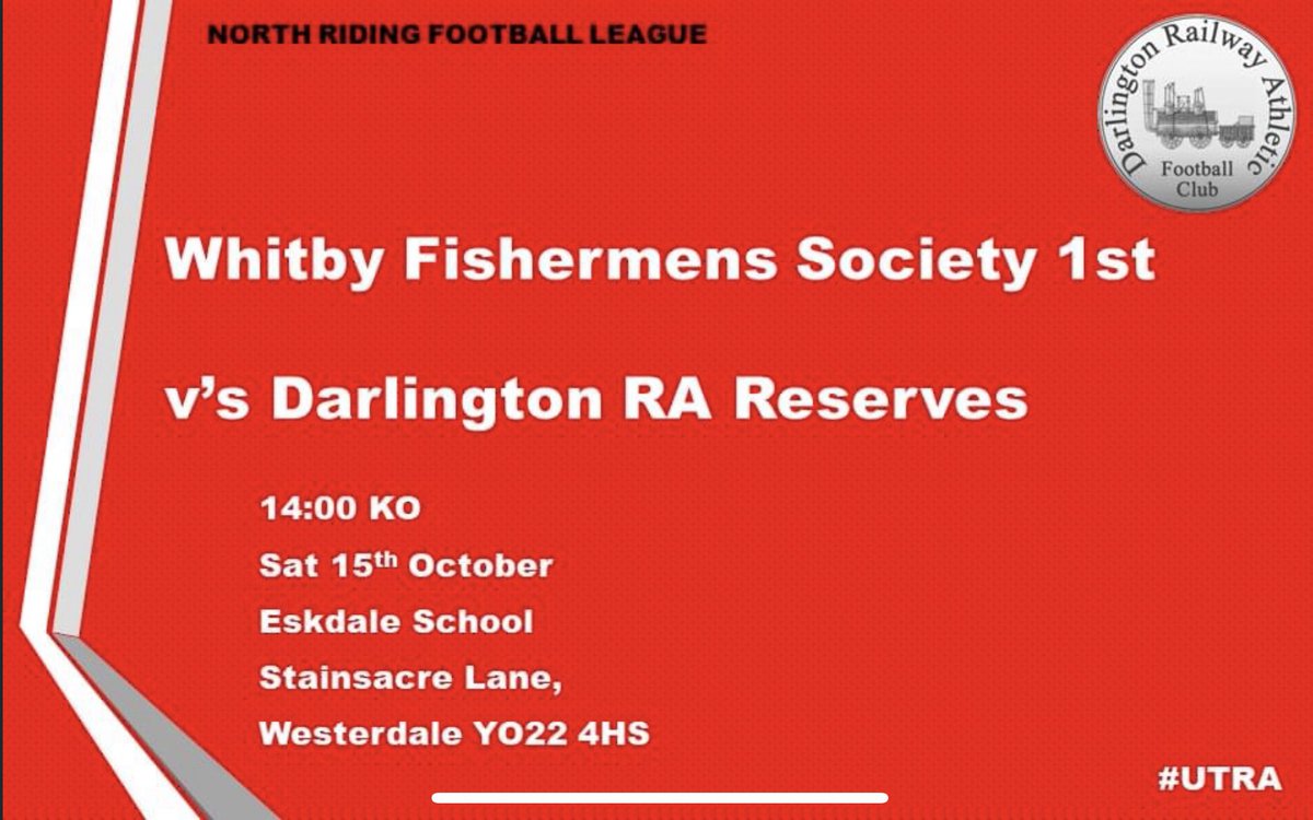RA Reserves on the road on Saturday - AWAY to Whitby Fishermens Society 1st