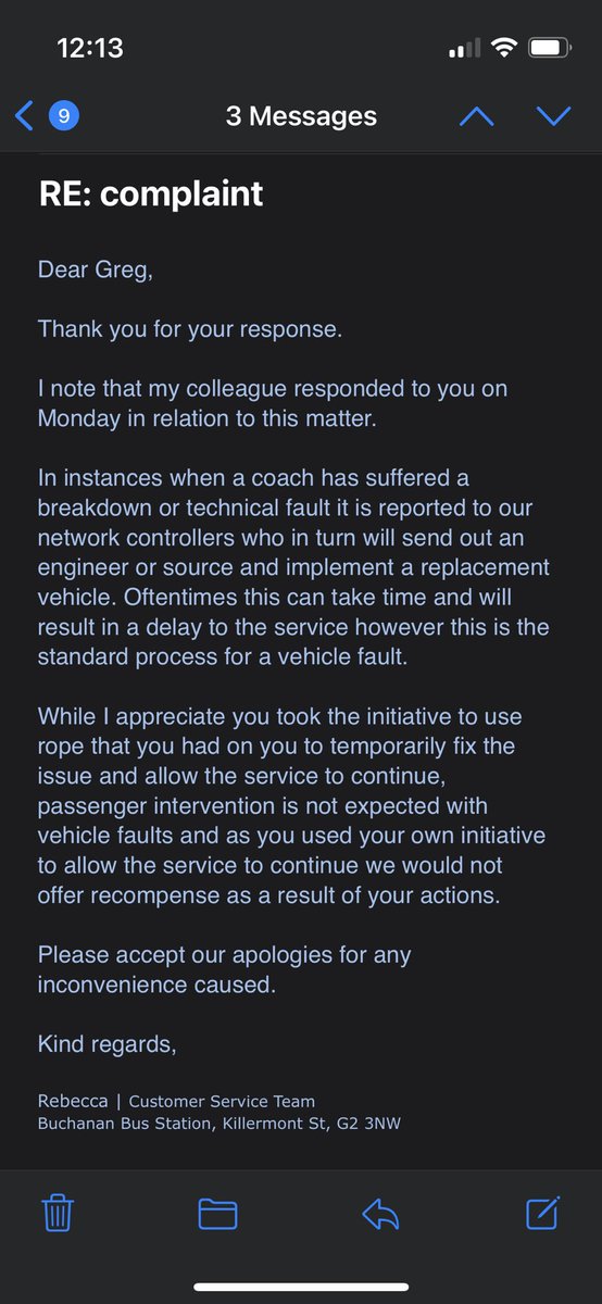 CatInTheTophat's tweet photo. @ScotCitylink it seems @ScotCitylink simply do not care what has happened and is not willing to do anything about the matter. https://t.co/HTzLuS642J