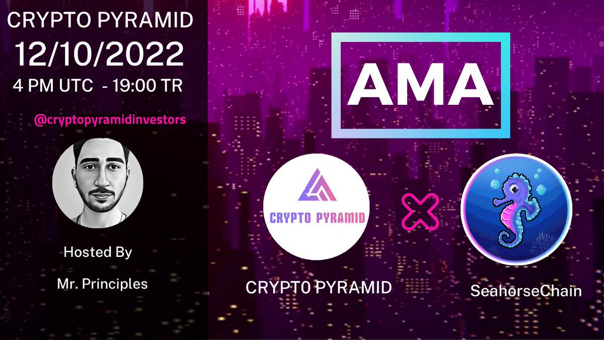 📍Bugün 19:00'da AMA oturumumuzda <a href="/SeahorseChain/">SeahorseChain</a> ağırlayacağımızı duyurmaktan mutluluk duyuyoruz. SEAHORSE CHAİN yatırımcıları için fırsatlarla dolu!  Bana Her Şeyi Sor Oturumunu kaçırmayın!🔥
CRYPTO PYRAMID GLOBAL:
t.me/cryptopyramidi…
<a href="/SeahorseChain/">SeahorseChain</a>
#Binance
#Bitcoin
#USDT