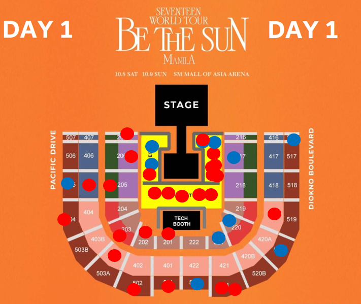 hongjeons's tweet photo. COVID SEAT MAPPING AS OF 7PM TODAY
#BeTSinMANILA #BeTheSuninManila 

If you see your section in red/blue, you can check the specific seat number and locations visited on the Google Sheet: https://t.co/D3Ob2vJ54c

Stay safe everyone! https://t.co/lBUNIVmdKO