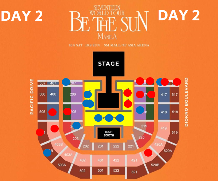 hongjeons's tweet photo. COVID SEAT MAPPING AS OF 7PM TODAY
#BeTSinMANILA #BeTheSuninManila 

If you see your section in red/blue, you can check the specific seat number and locations visited on the Google Sheet: https://t.co/D3Ob2vJ54c

Stay safe everyone! https://t.co/lBUNIVmdKO