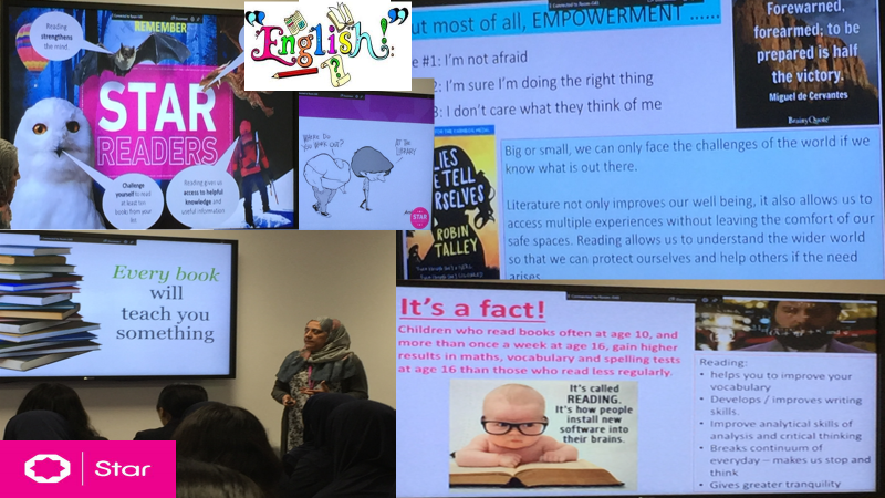 edengirlsslough's tweet photo. Eden Slough promotes the love and benefits of reading during assembly. #Literacy #ReadingIsBrainFood #StarReading #WeAreStar https://t.co/iRlks6Qprz