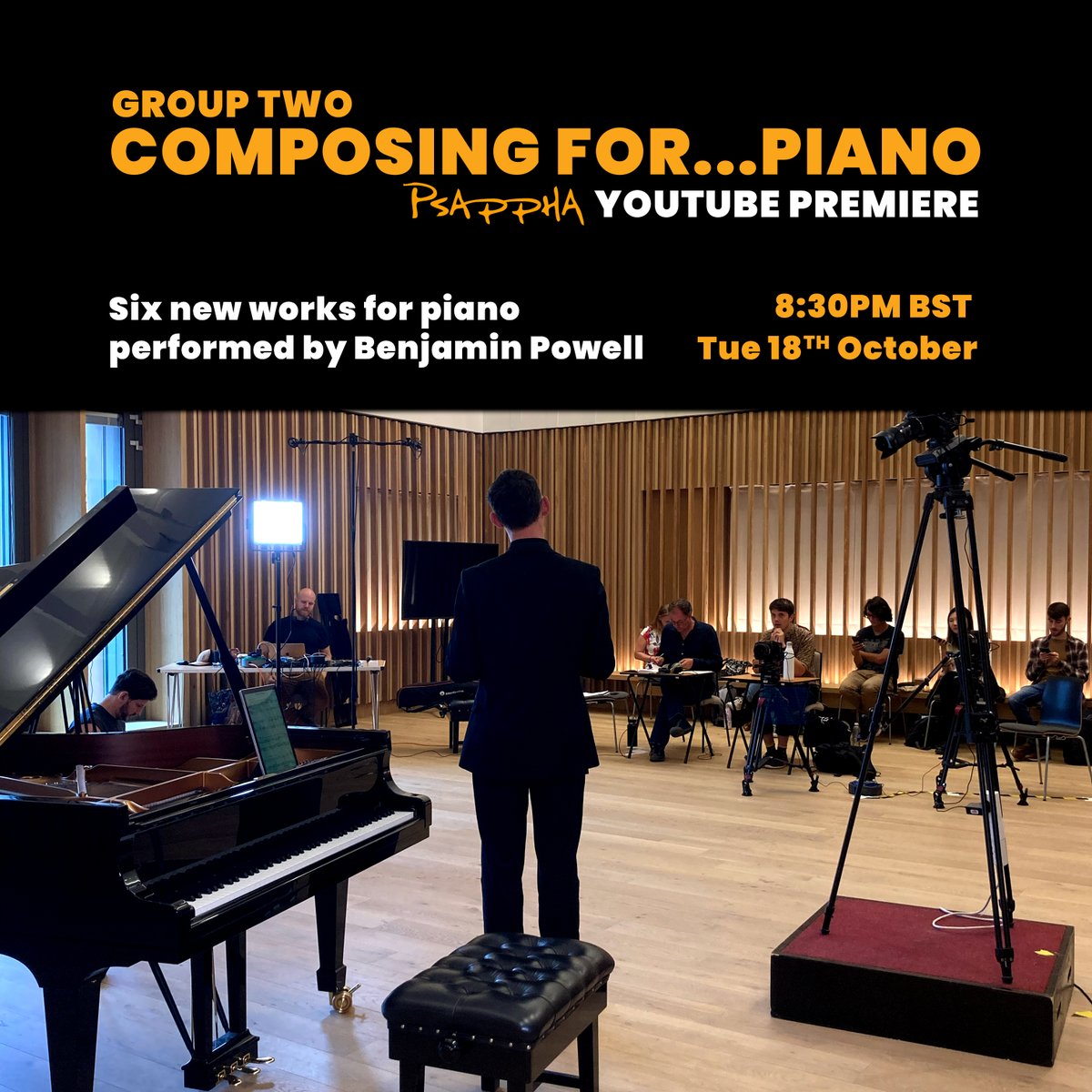Psappha (@psapphaensemble) on Twitter photo ‘Composing For...Piano, Group 2'
Online premiere: 18th October 8:30pm BST 📺
Six brand new works by <a href="/murroughdc/">Murrough Connolly</a>, <a href="/zdscomposer/">Zygmund de Somogyi</a>, <a href="/Li_Zhenyan/">Zhenyan Li</a>, @LShipsey, <a href="/KatWComposer/">Kat Wallace</a>, and <a href="/pierreflasse/">Pierre Flasse</a>, performed by <a href="/pianistben/">Benjamin Powell</a>.
Set a reminder for the premiere 👉 youtu.be/WlFIHBZLTvk ‘Composing For...Piano, Group 2'
Online premiere: 18th October 8:30pm BST 📺
Six brand new works by <a href="/murroughdc/">Murrough Connolly</a>, <a href="/zdscomposer/">Zygmund de Somogyi</a>, <a href="/Li_Zhenyan/">Zhenyan Li</a>, @LShipsey, <a href="/KatWComposer/">Kat Wallace</a>, and <a href="/pierreflasse/">Pierre Flasse</a>, performed by <a href="/pianistben/">Benjamin Powell</a>.
Set a reminder for the premiere 👉 youtu.be/WlFIHBZLTvk