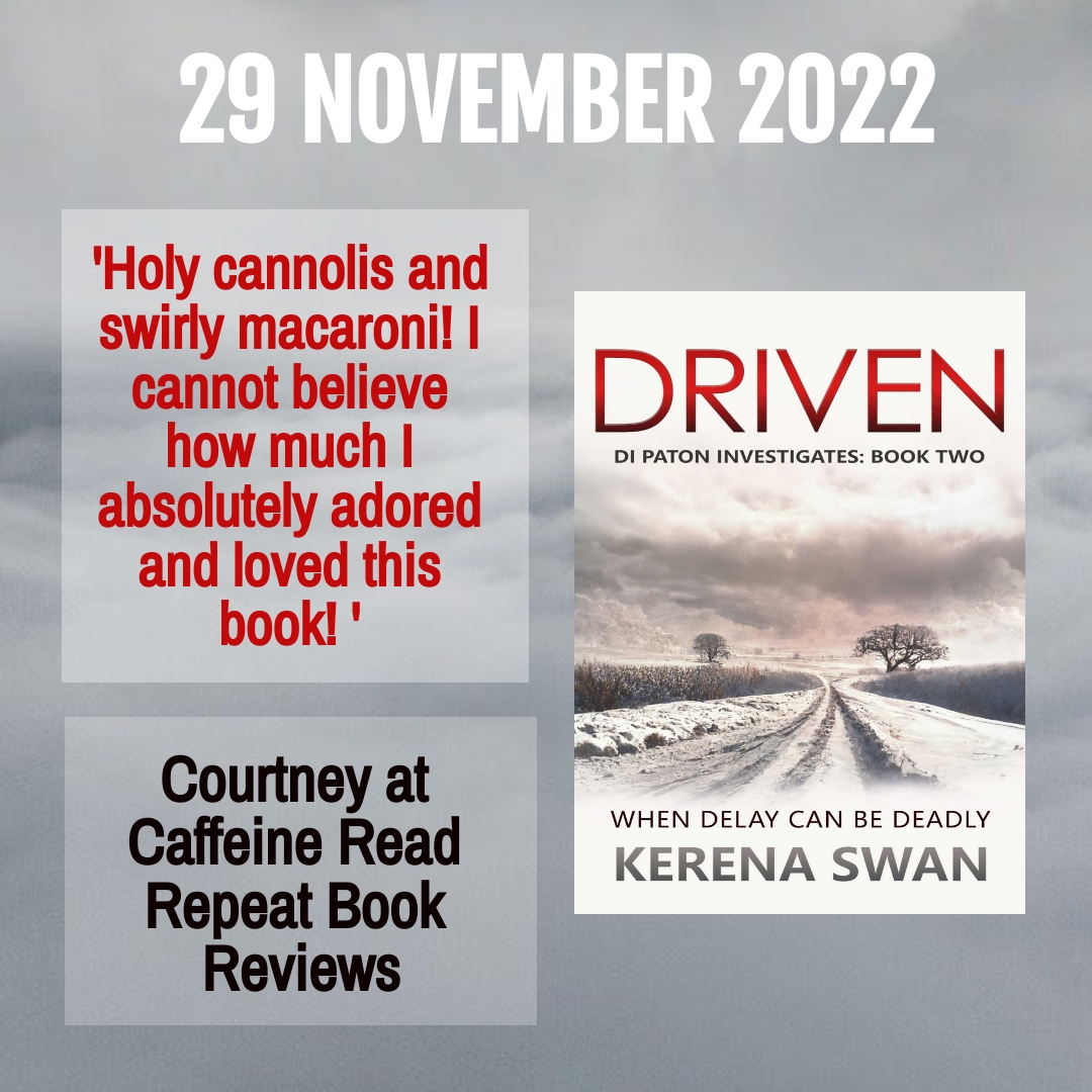 We just love this quote about Driven, reviewed by Courtney, also known as, Caffeine Read Repeat (great name!!). Thank you to Courtney for this early review and wonderful feedback! @KerenaSwan #book #review #bookstagram #booktwitter #thriller #crimeseries
