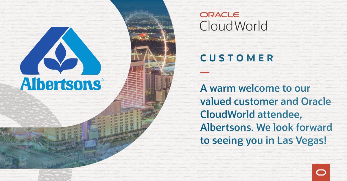 ShellBlichfeldt's tweet image. Learn how @Albertsons decided to migrate its aging on-premises HR applications to @OracleCloud Infrastructure from Oracle&apos;s PeopleSoft at this year&apos;s 
@CloudWorld 2022. Can&apos;t attend in person? Join us virtually from anywhere with a digital pass: social.ora.cl/6014M9gAi