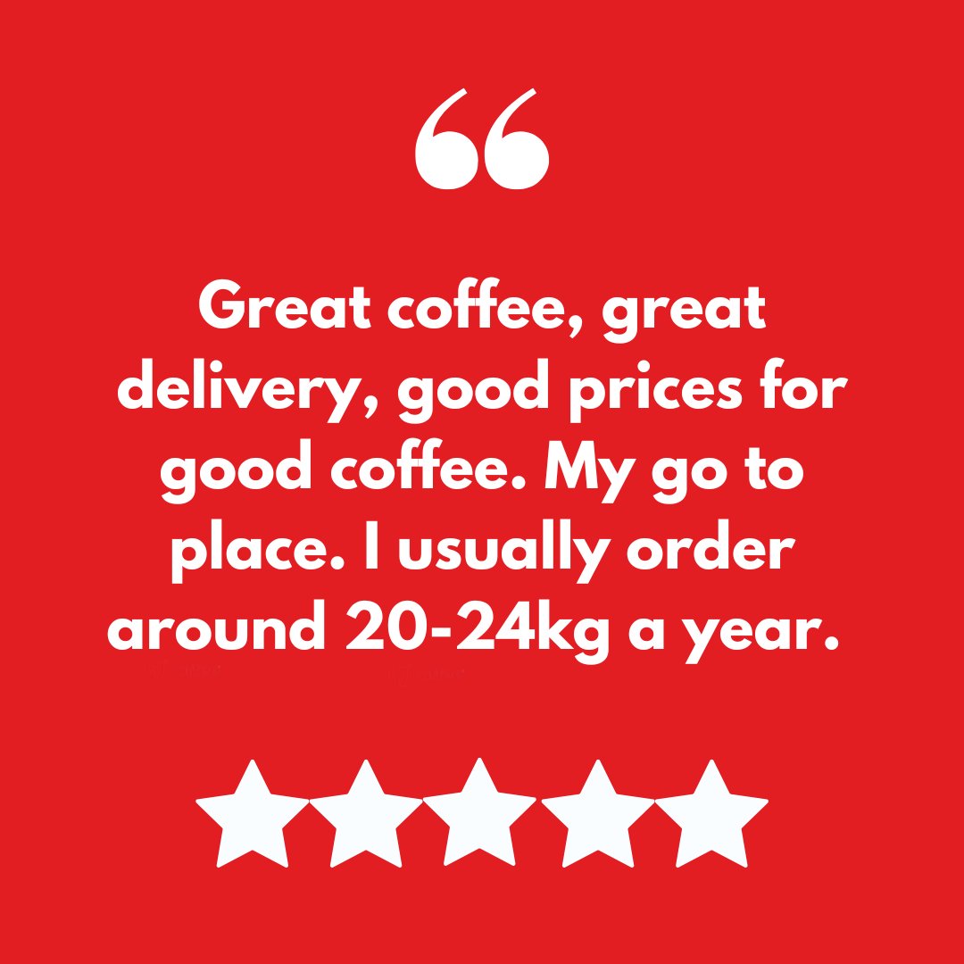 Don't take our word for how good our coffee is; read our Google reviews:

"Great coffee, great delivery, good prices for good coffee. My go to place. I usually order around 20-24kg a year. 🙂🙂"

Always makes me smile when we receive feedback like this 👊

Aidy