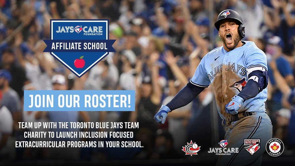 Are you an educator in Canada? You can now apply to become a @JaysCare Affiliate School! 🍎 1️⃣ Join us for a virtual training session. 2️⃣ Commit to 8 weeks of softball/baseball programming. 3️⃣ Receive FREE equipment and @BlueJays merchandise! Apply at: jayscare.com/schools